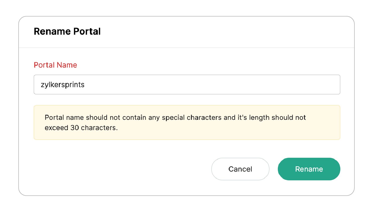 Enter new portal name