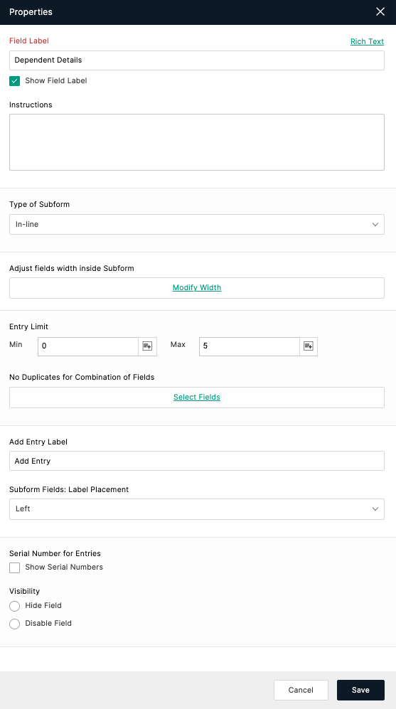 Validate duplicates for a combination of fields in Subform