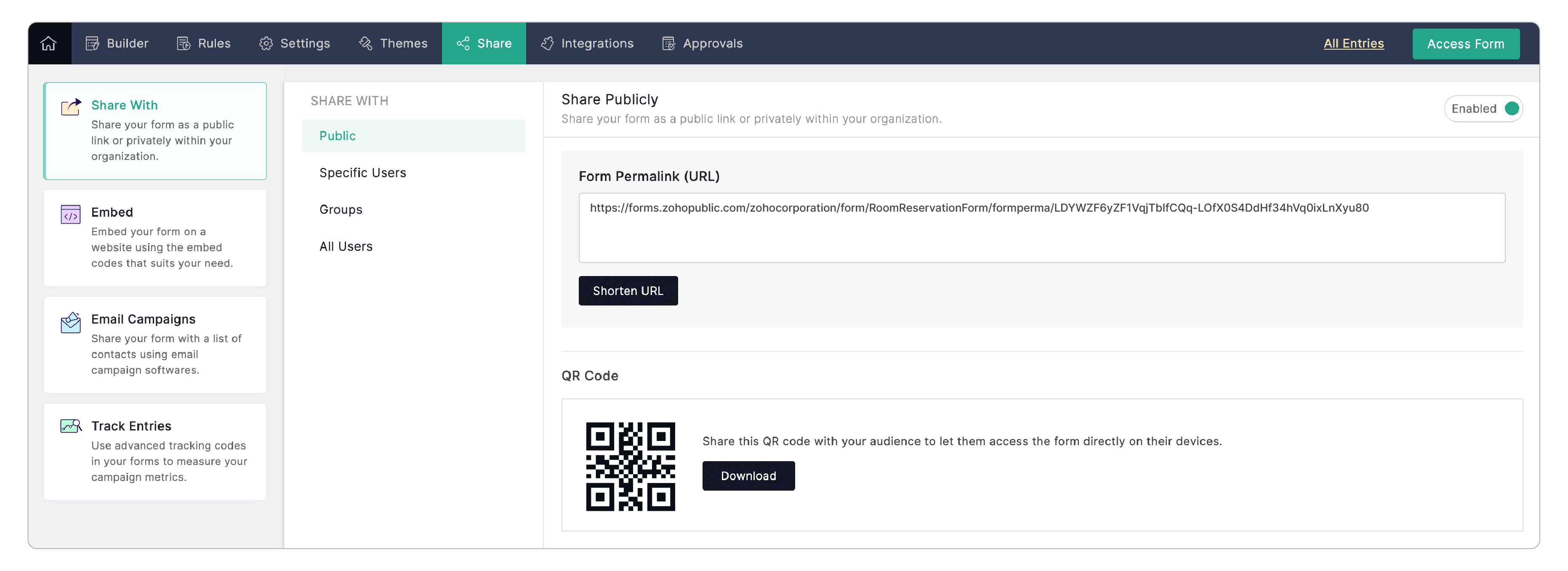 Public URL enabled