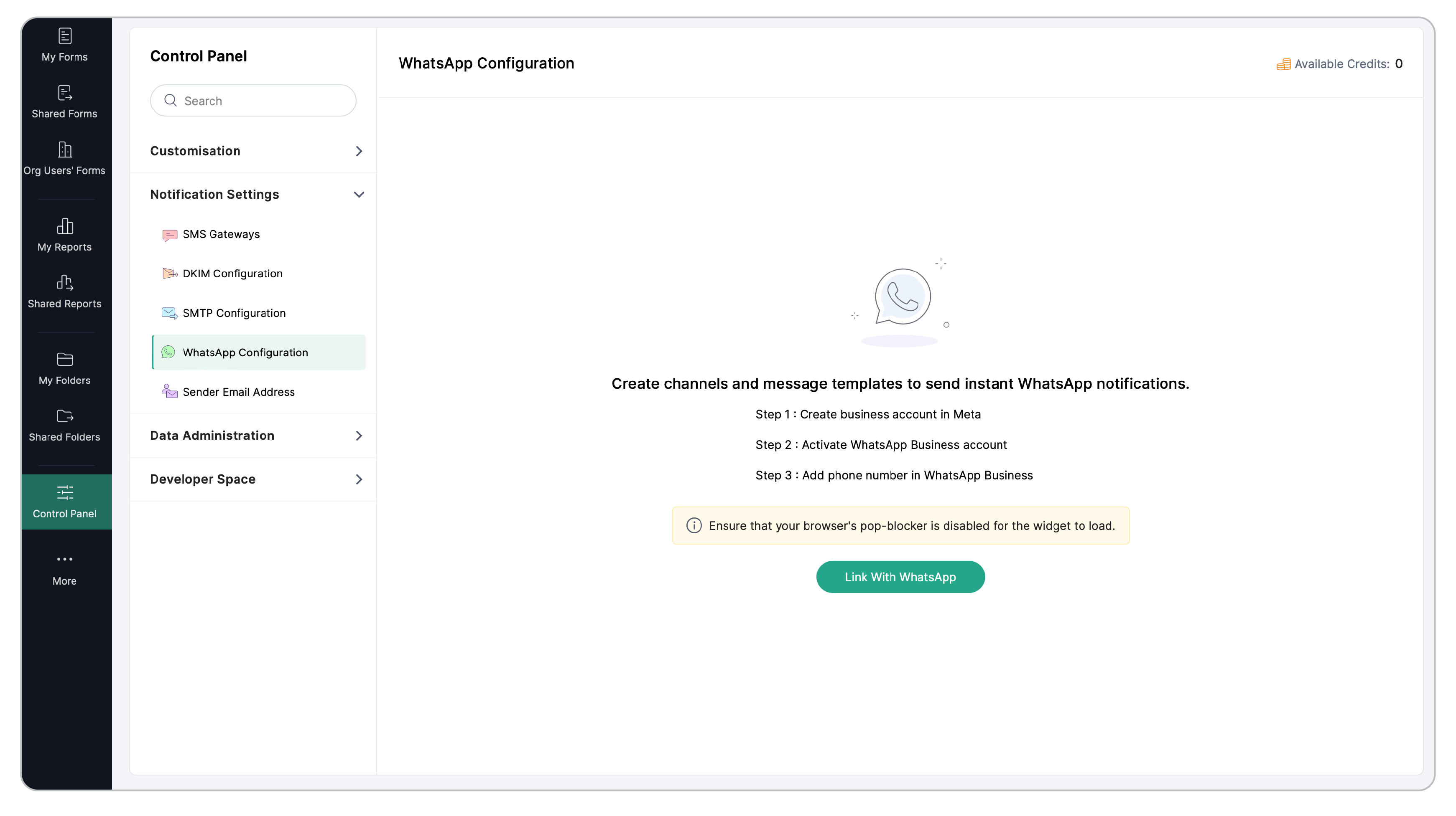 Link with WhatsApp