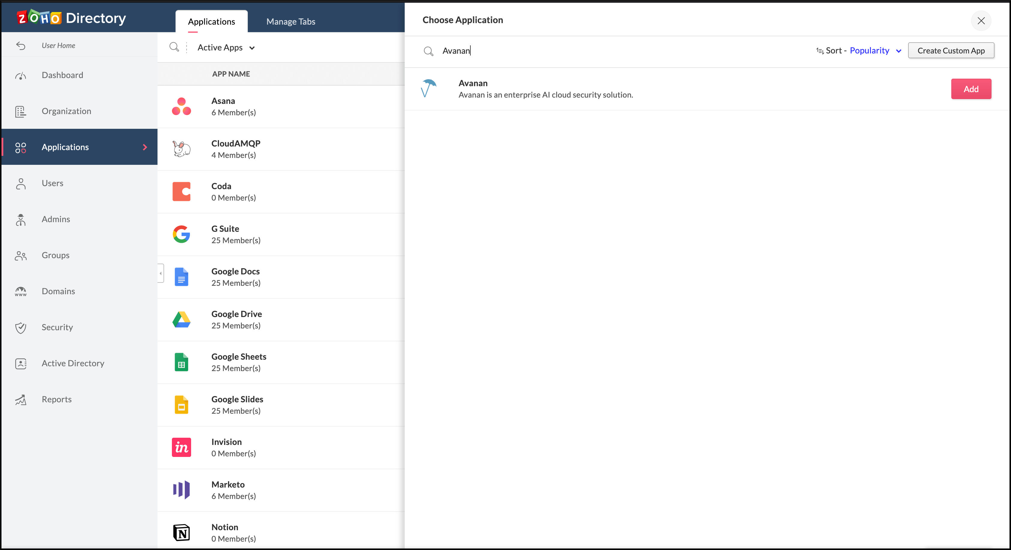 add-avanan-in-zoho-directory