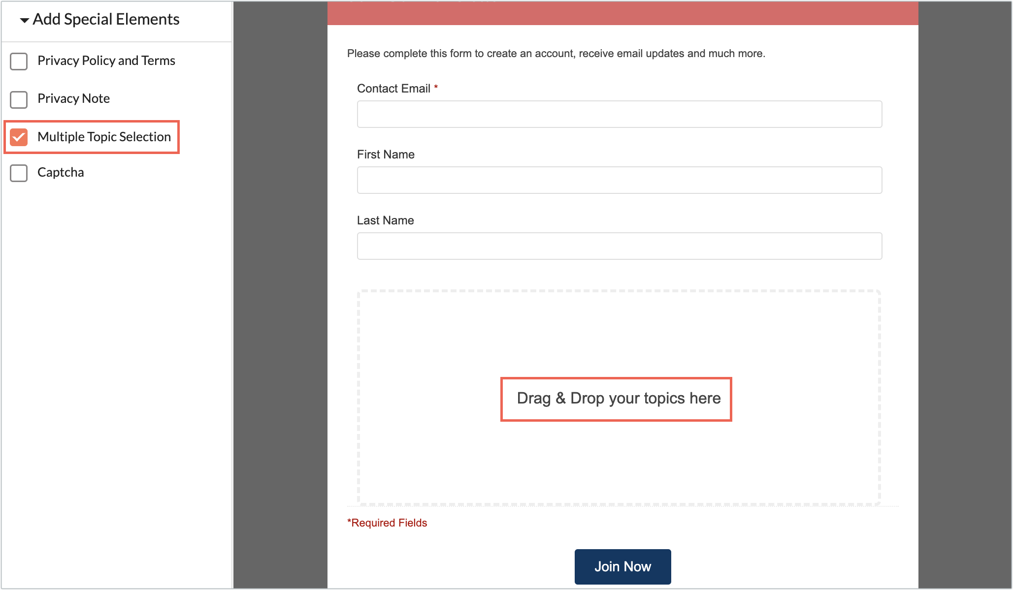 Multiple Topic Selection