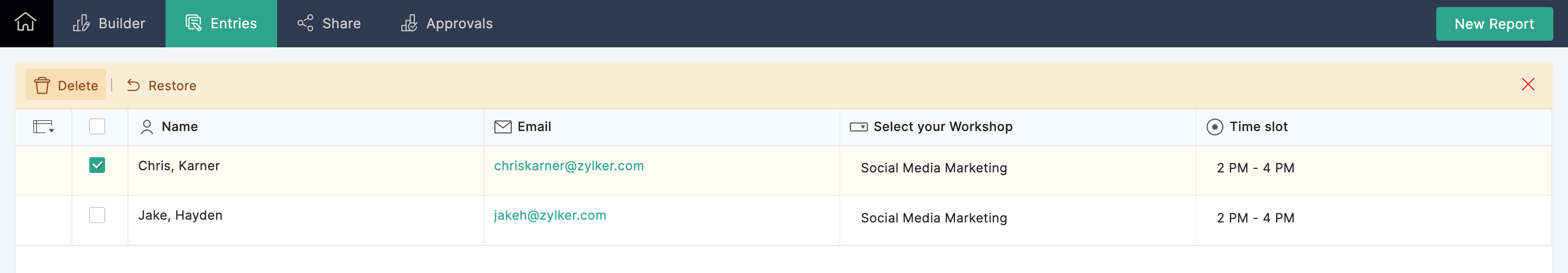 Permanently delete entries