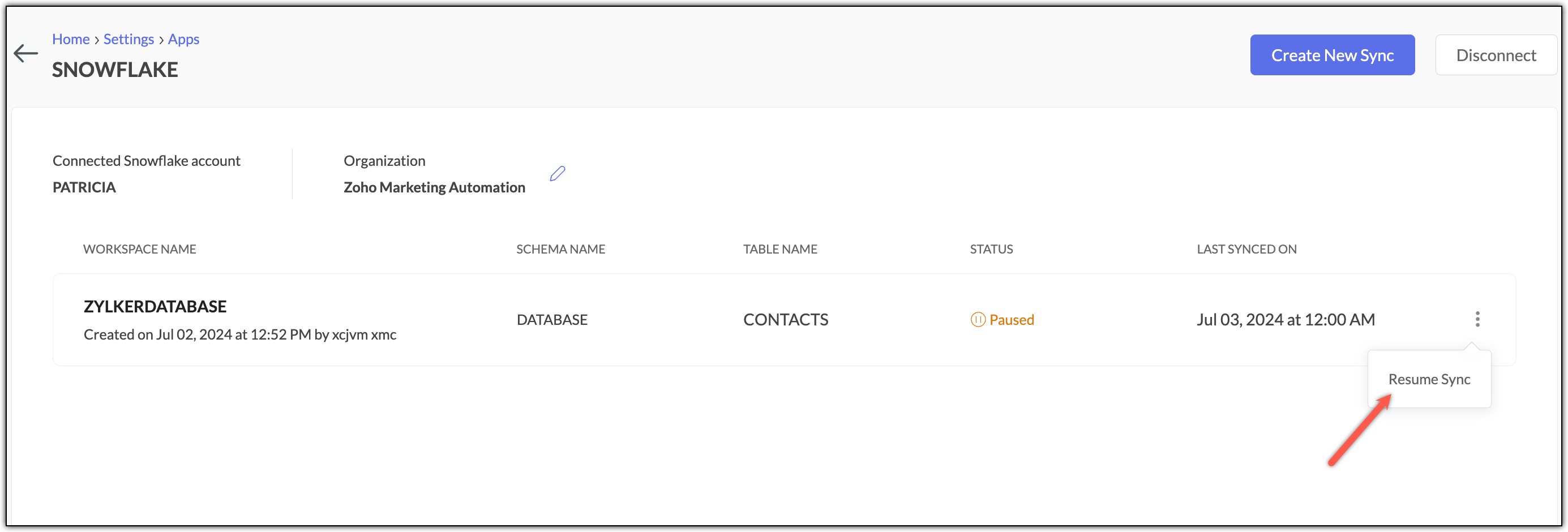 Resume sync