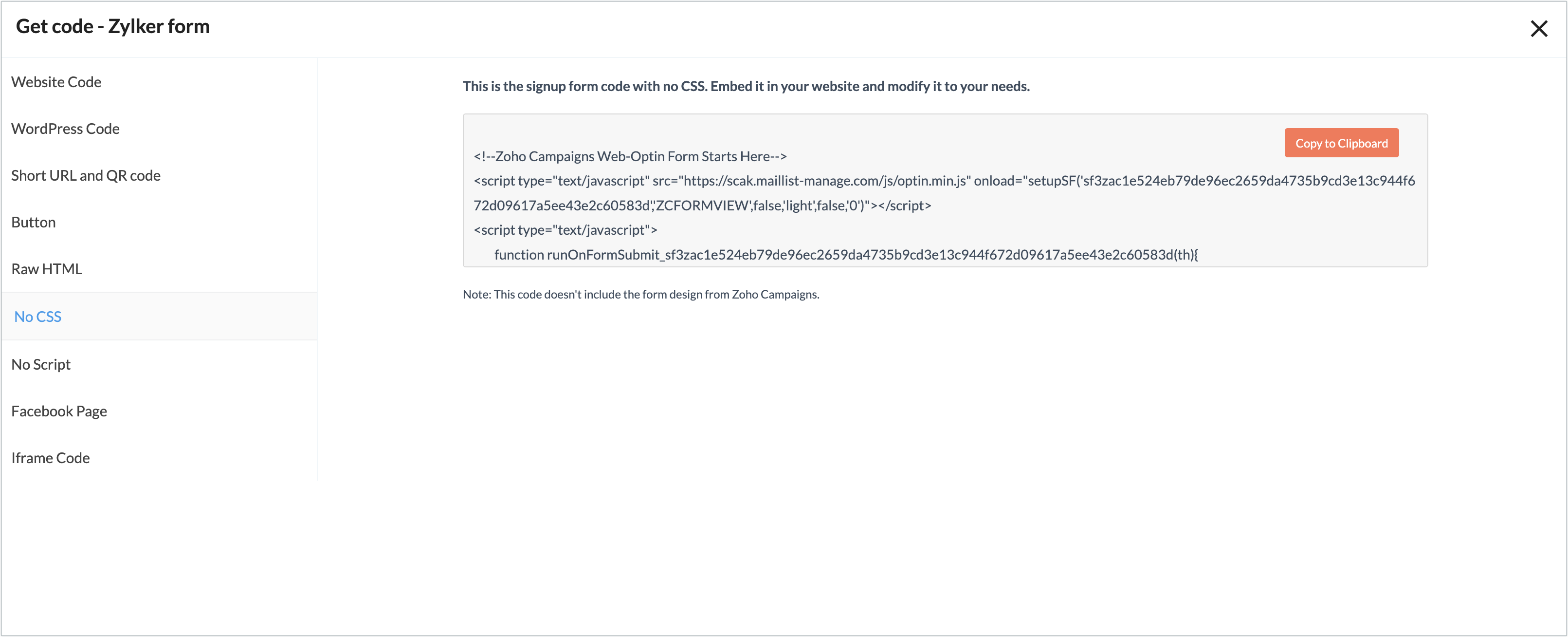 get code - no css