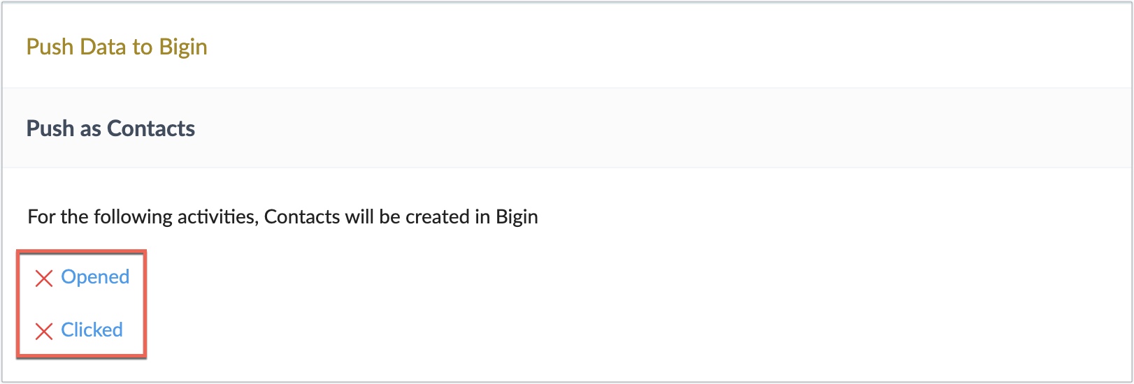 push to Bigin