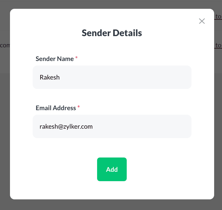 Add new sender details