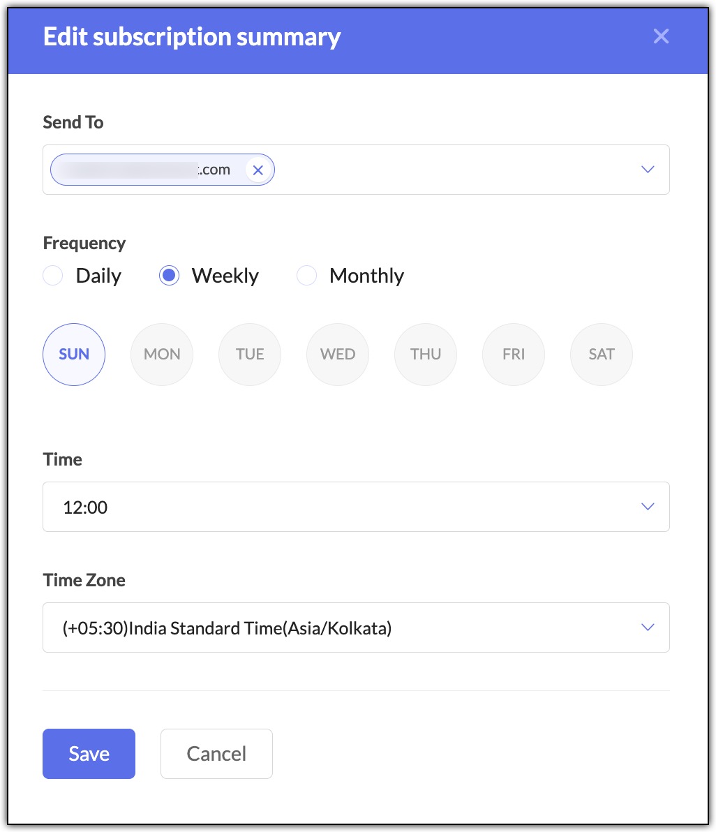 Edit subscription summary