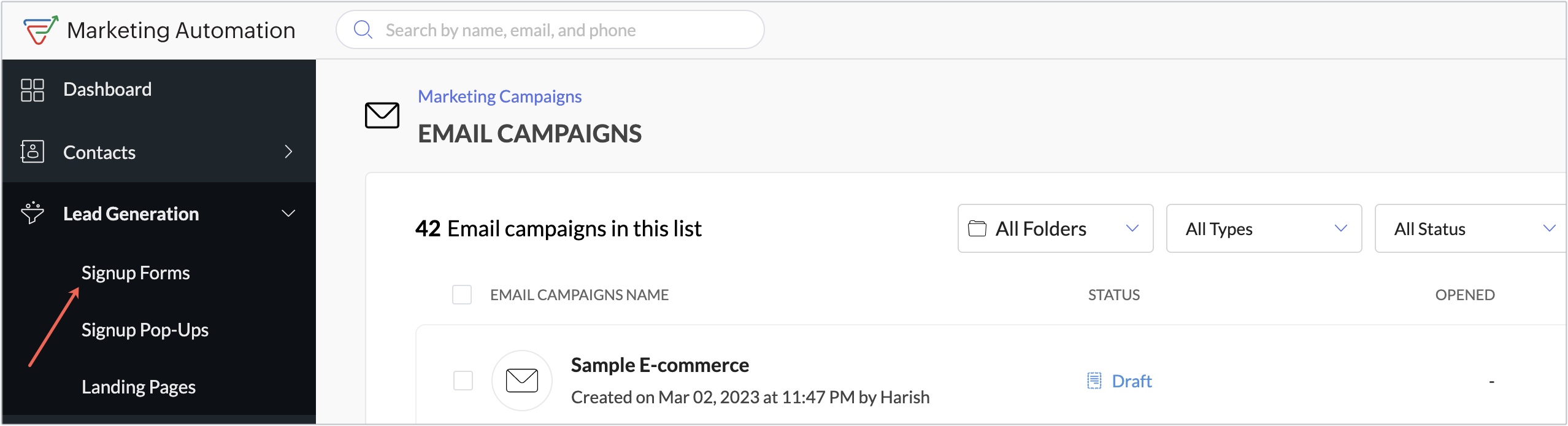 signup form