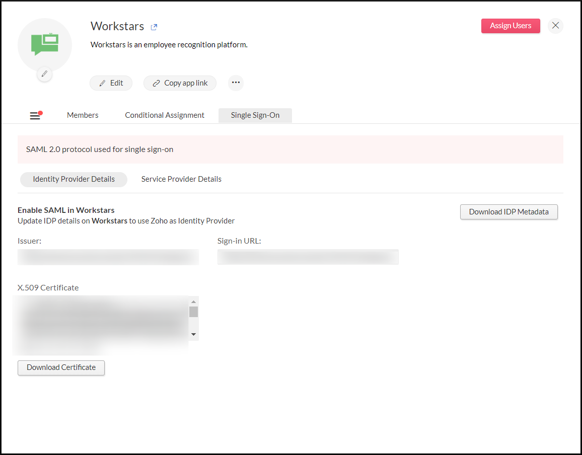 Workstars SSO details