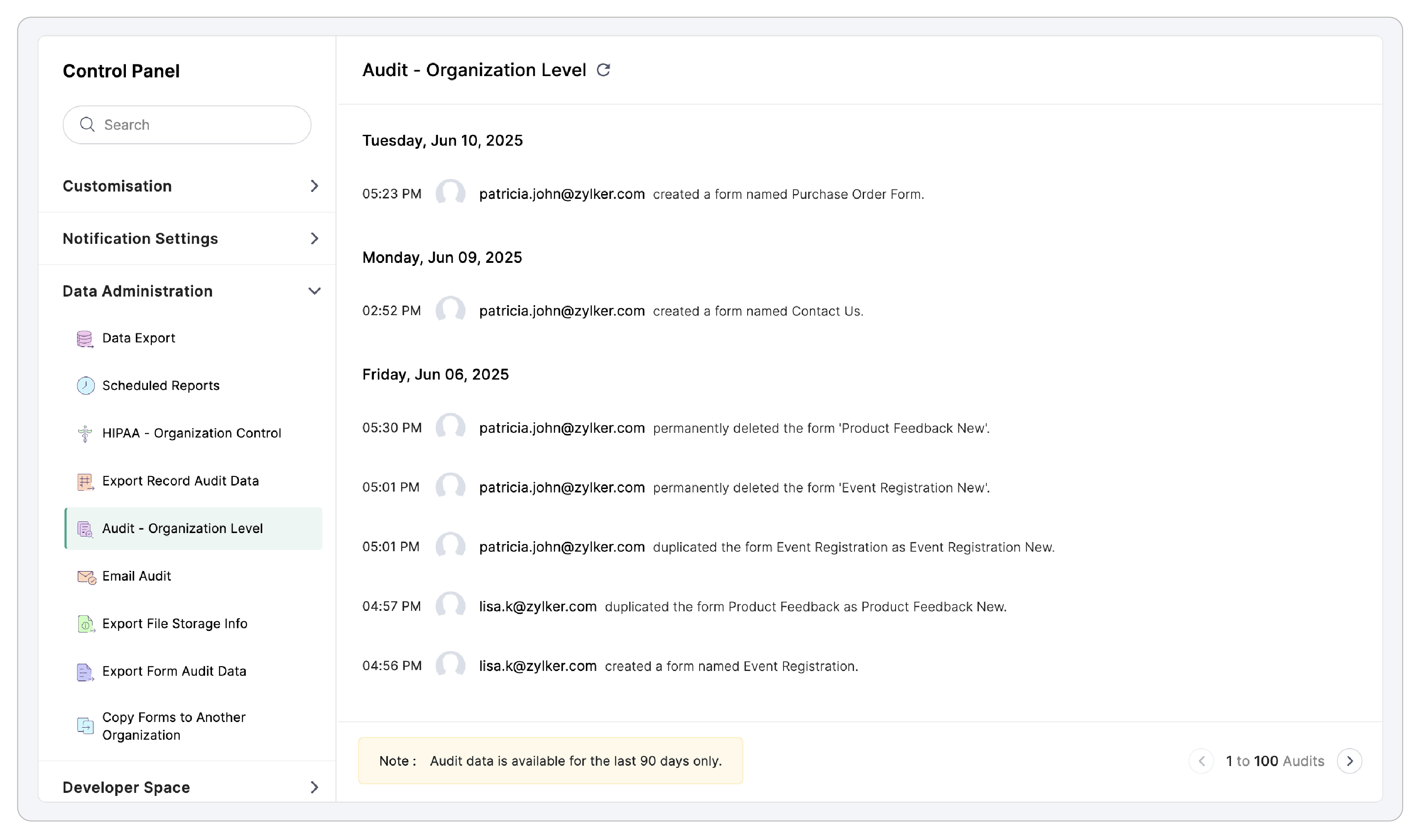 Audit logs