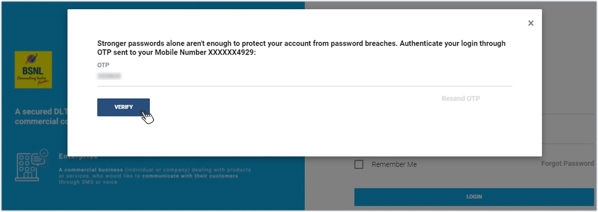 BSNL otp login