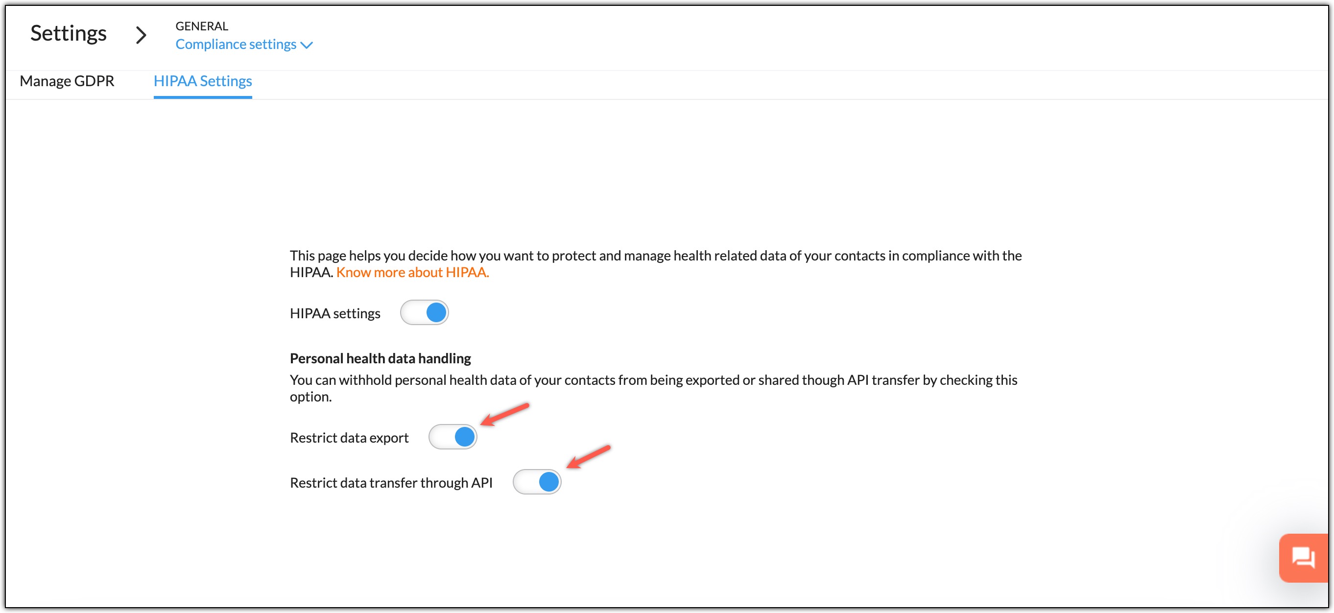 Enable restrict data export