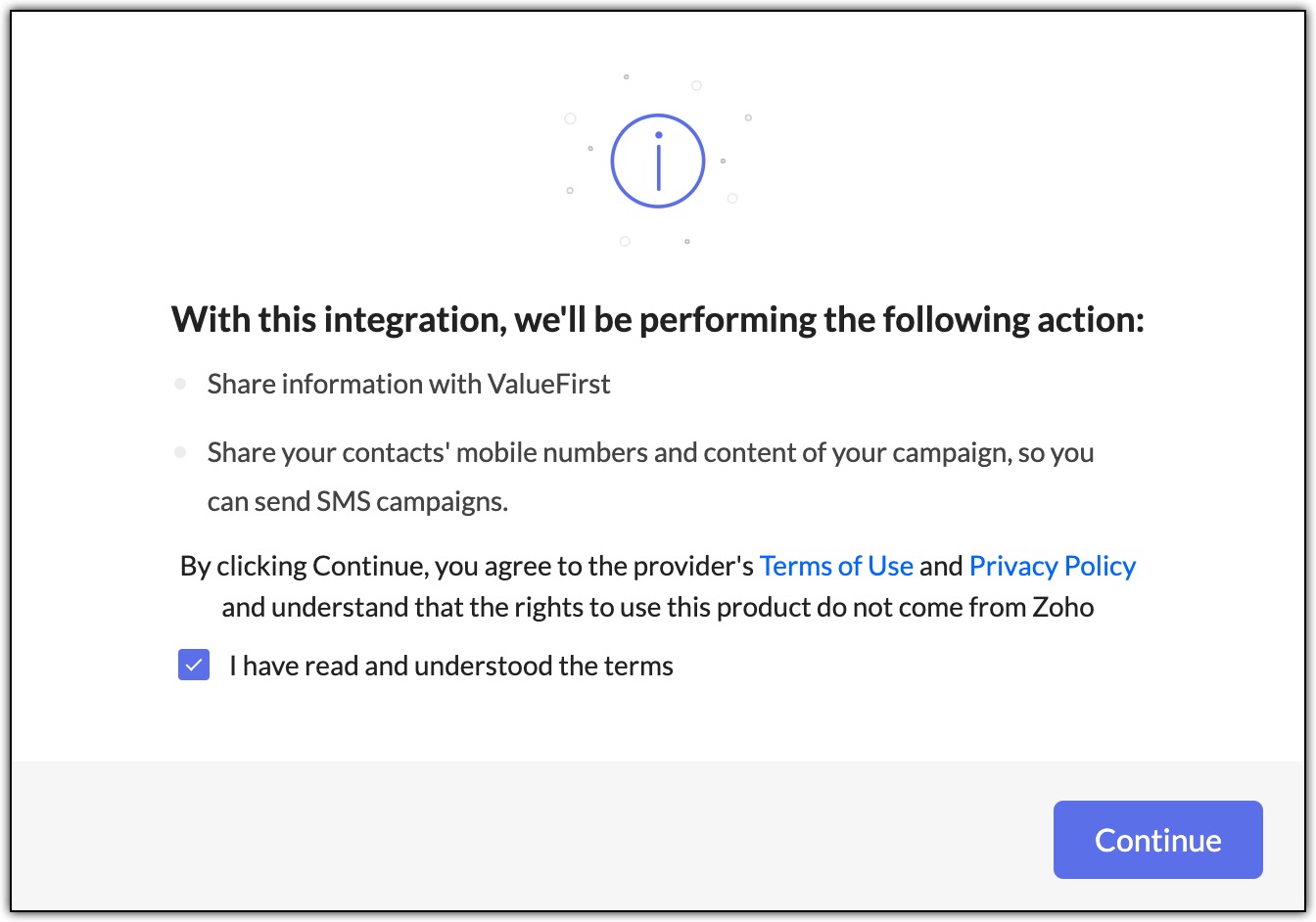 Confirmation pop-up