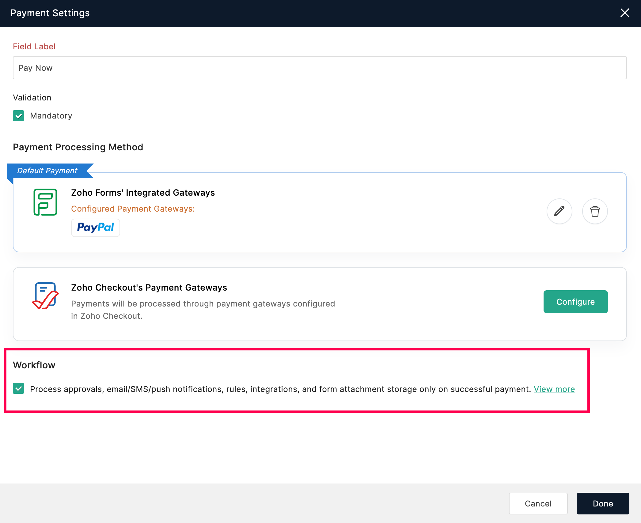 Default Payment Gateway
