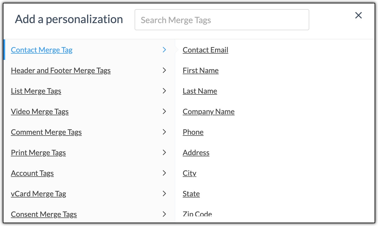 Contact merge tag