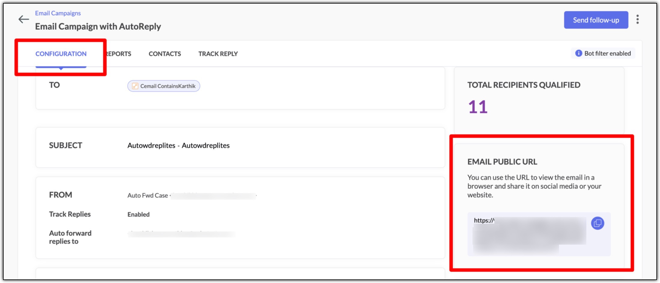 Email public URL
