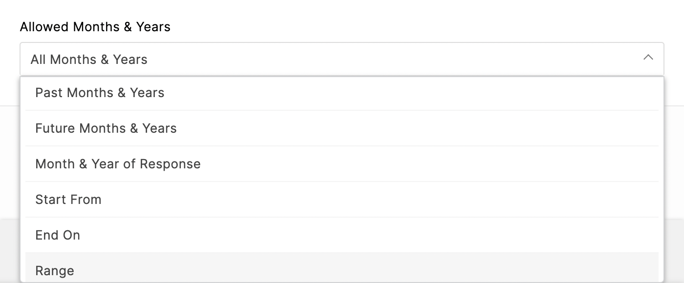 Allowed Months & Years