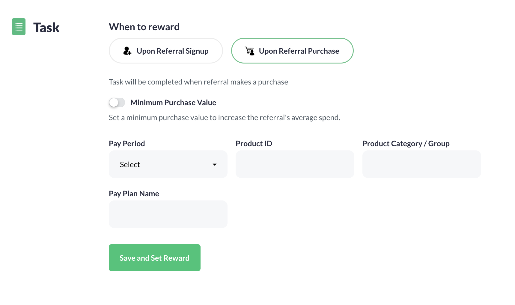 Affiliate purchase task