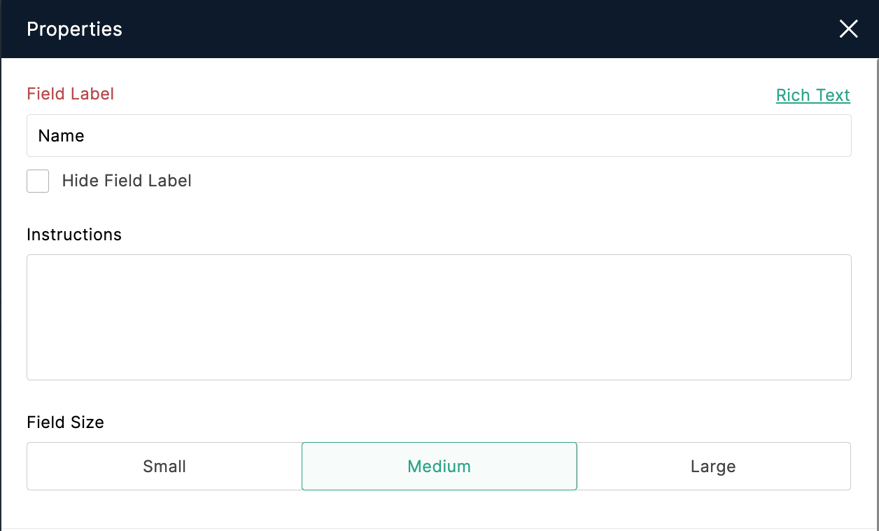 Field Size in Classic Form's field properties