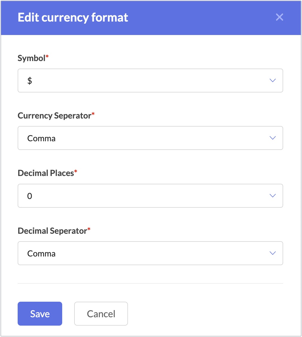 Edit currency format