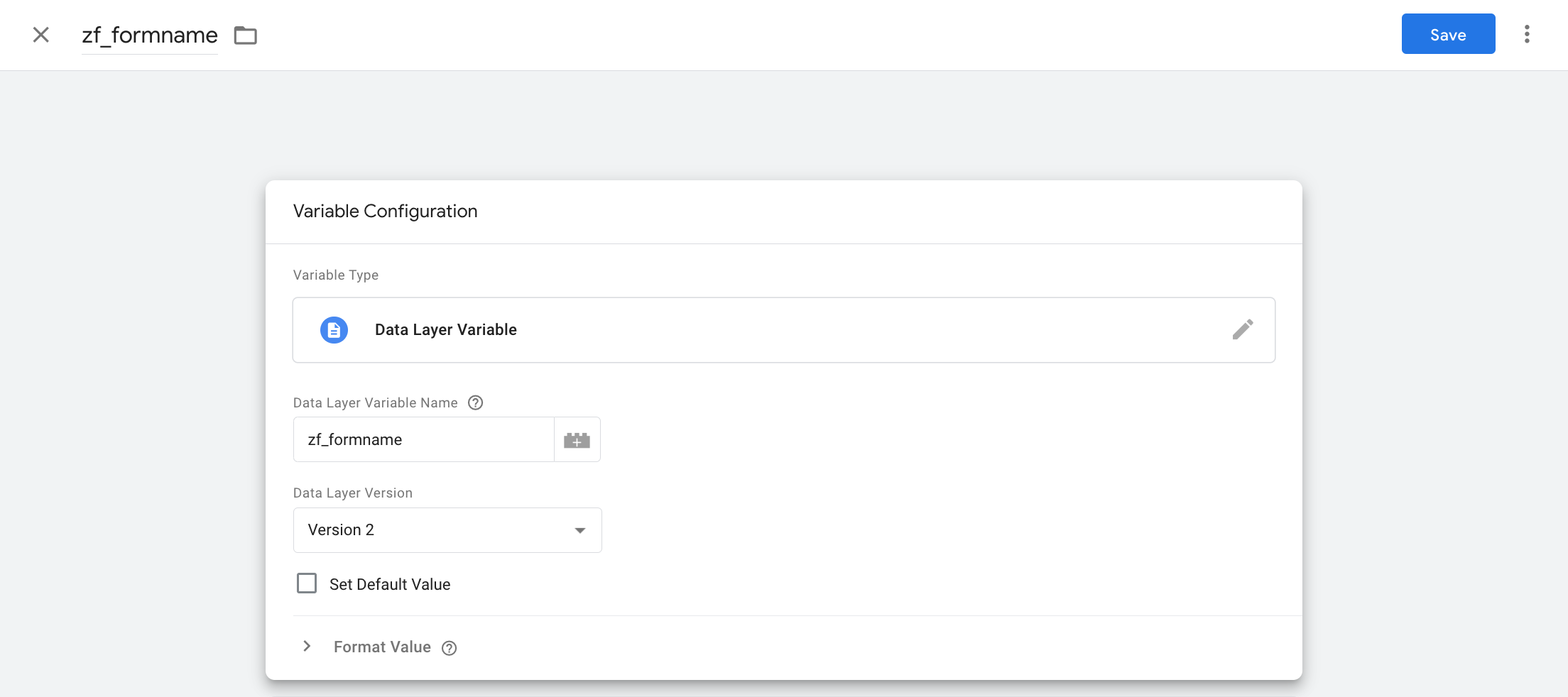Data Layer Variable Configuration