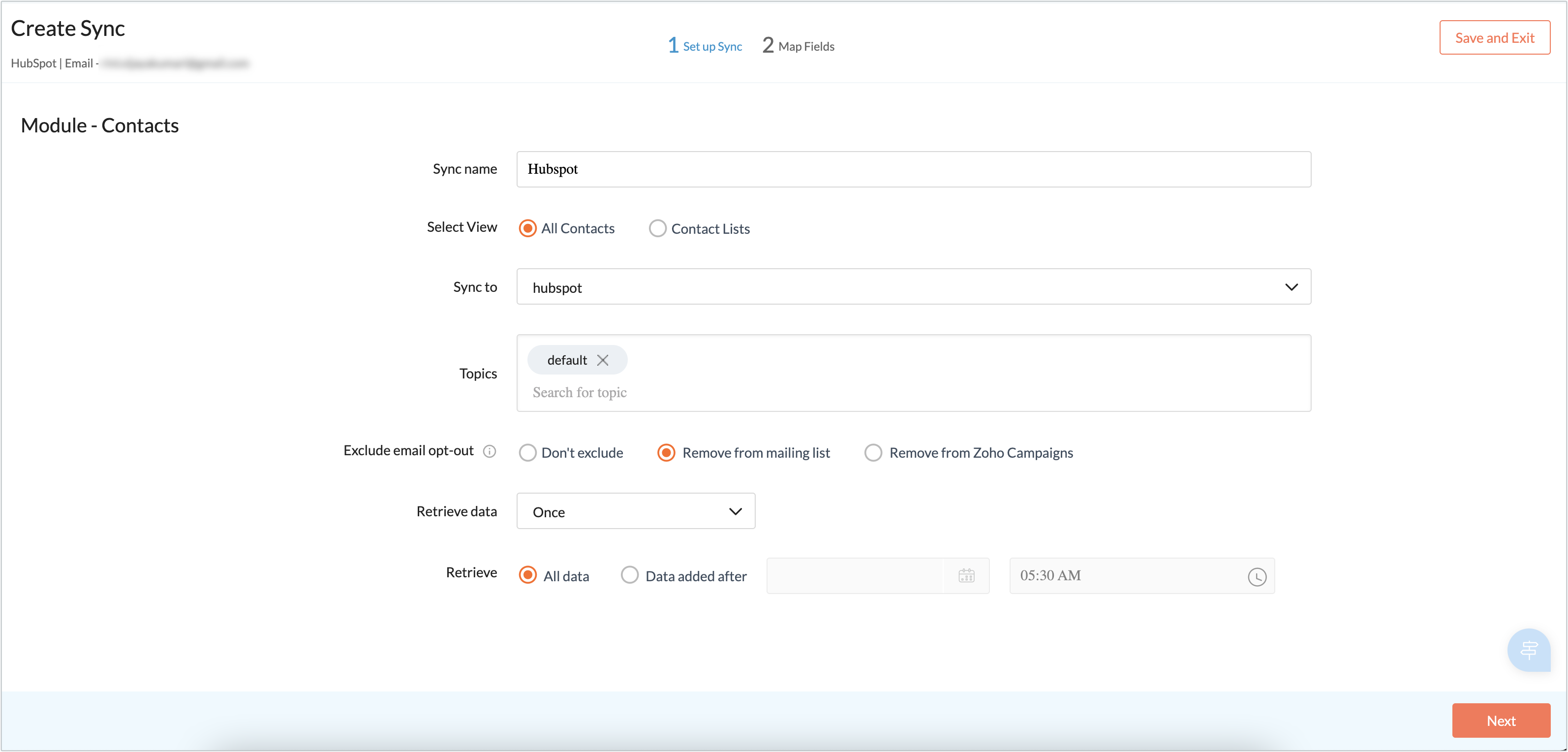 hubspot setup sync