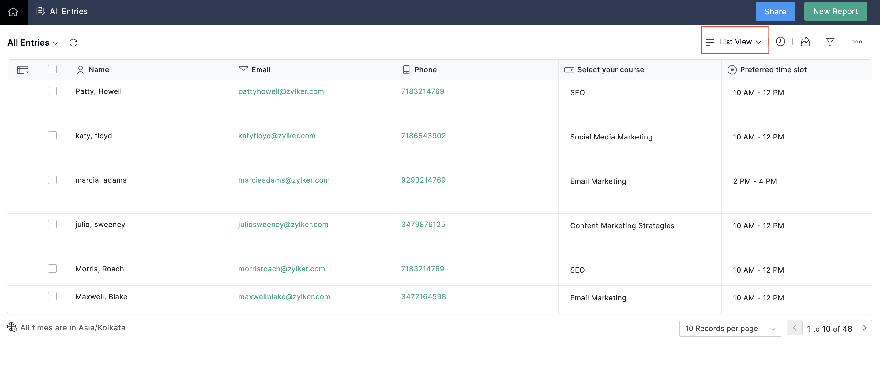 List View