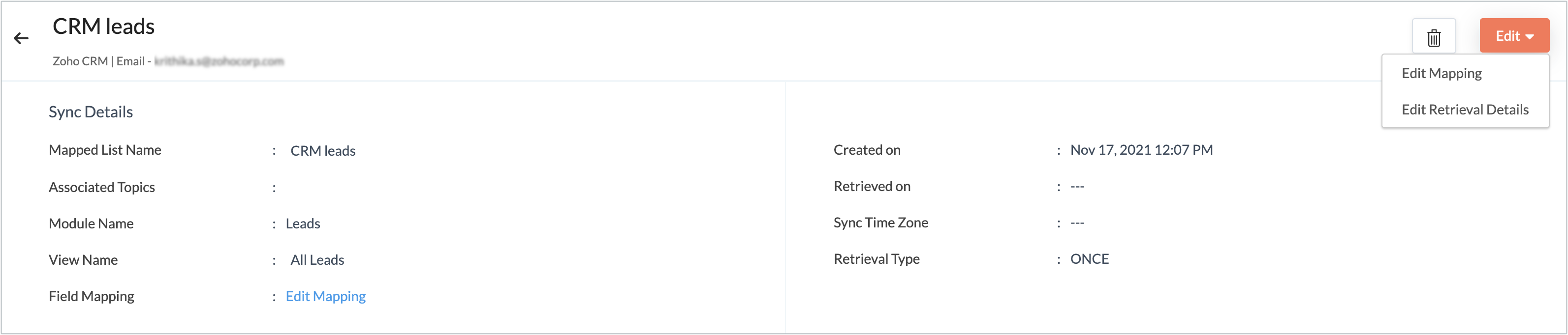 sync detail view