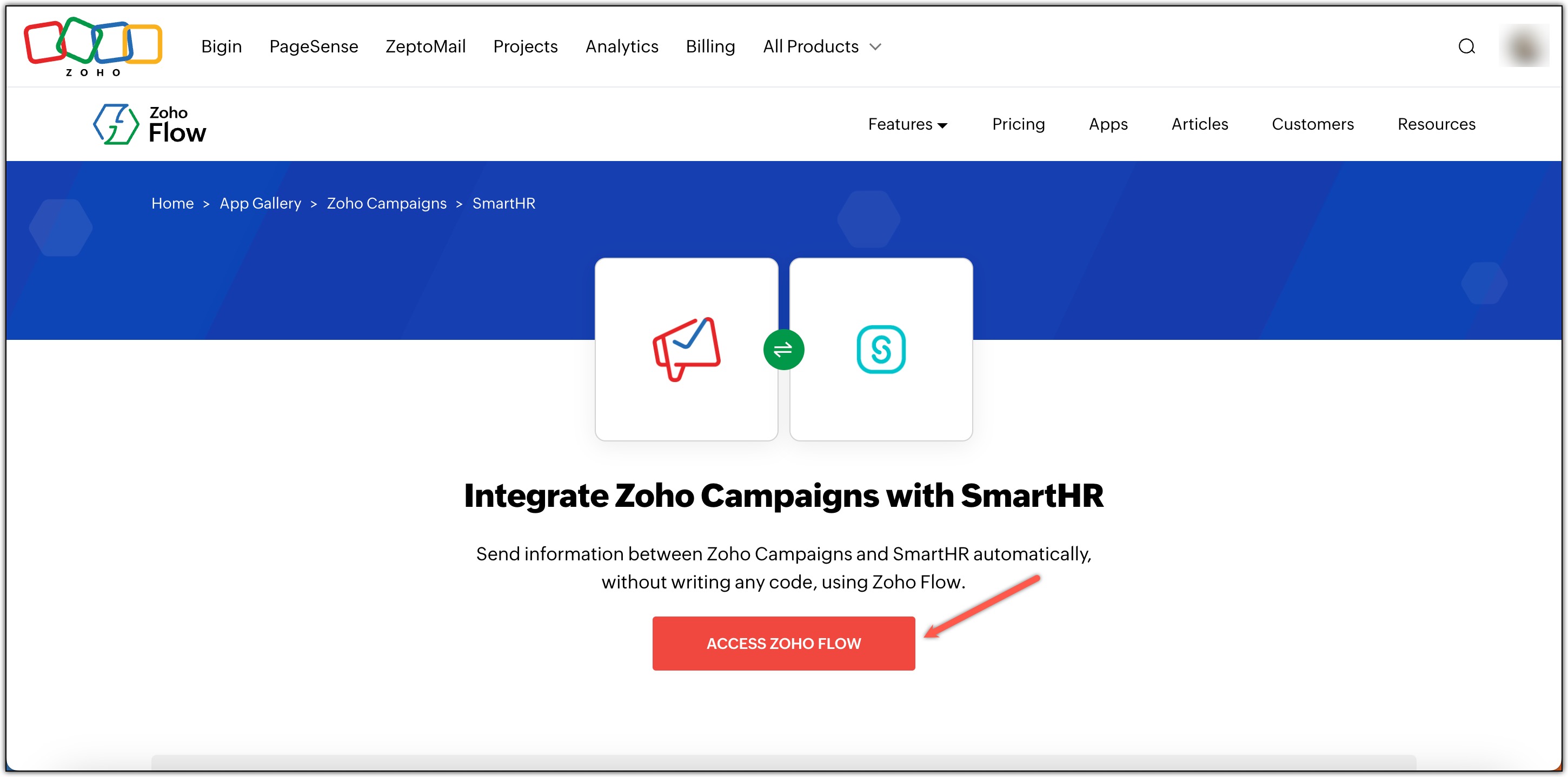 Access Zoho Flow
