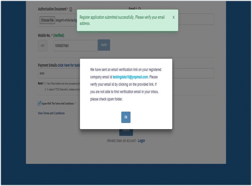 Videocon verification mail