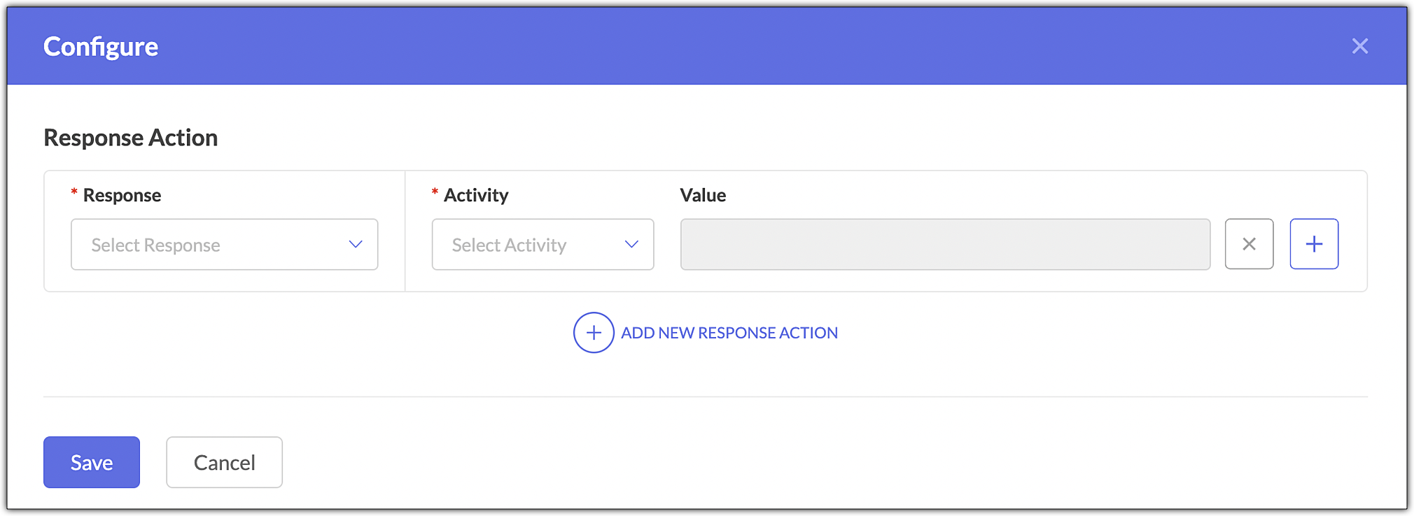 Configure response action