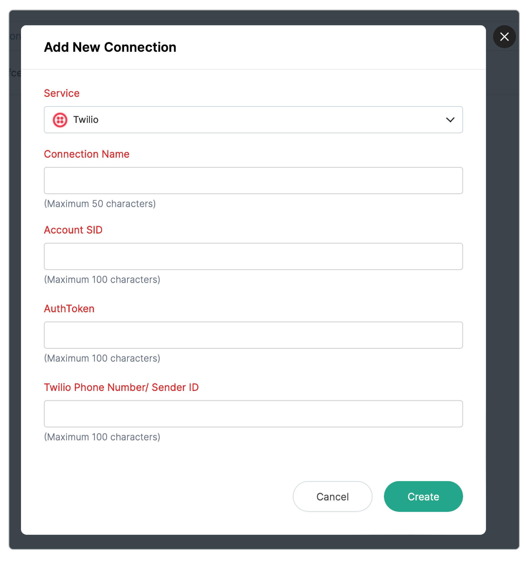Create New Twilio Connection