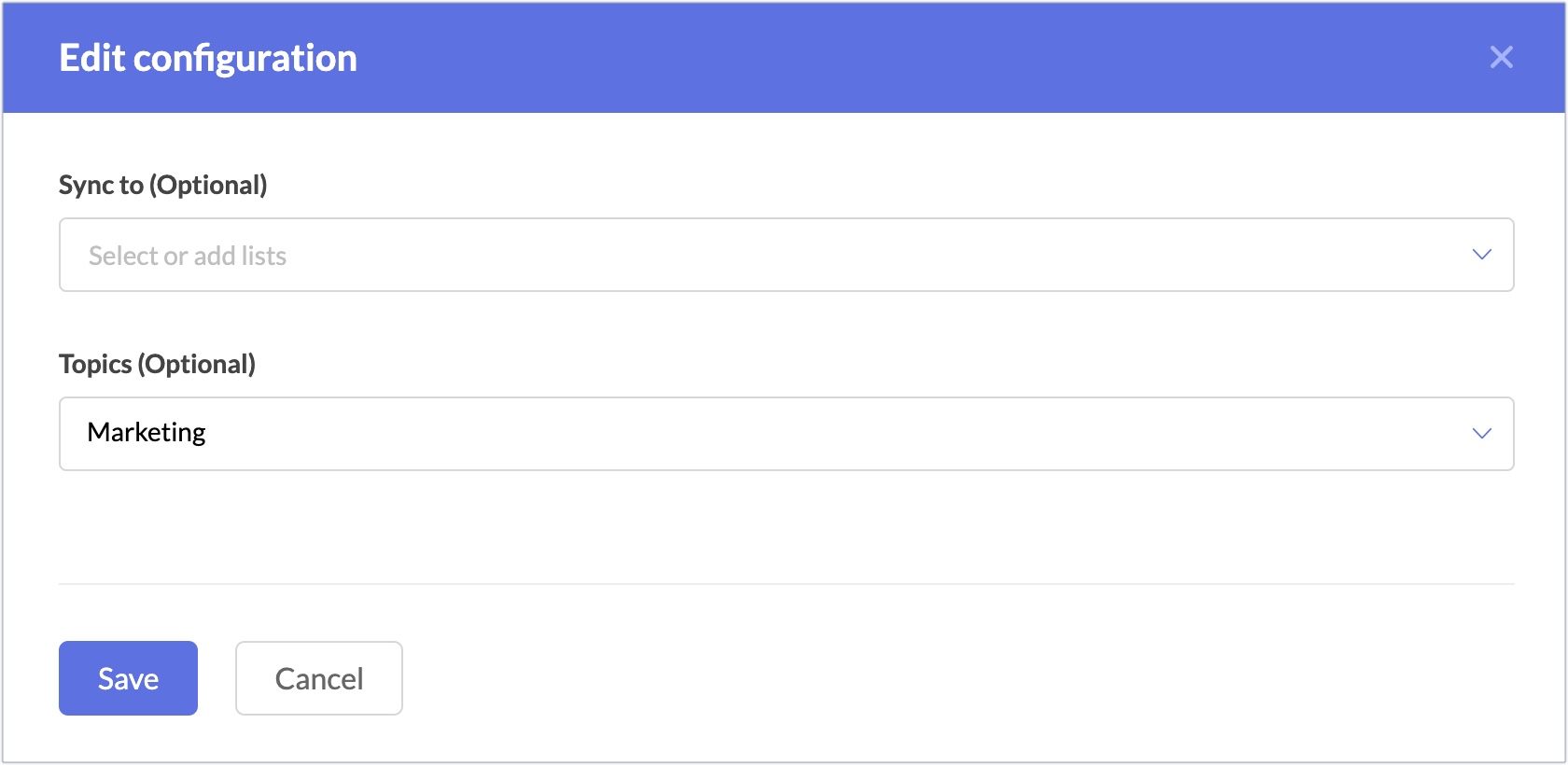 edit sync configuration