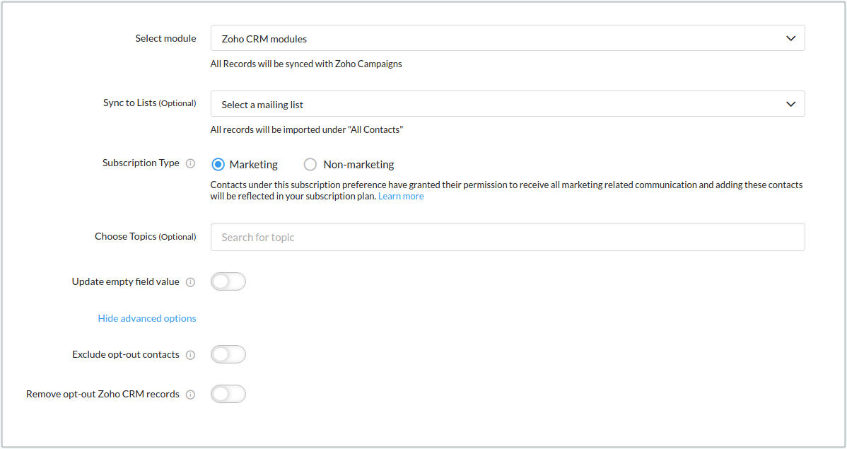 crm sync setup
