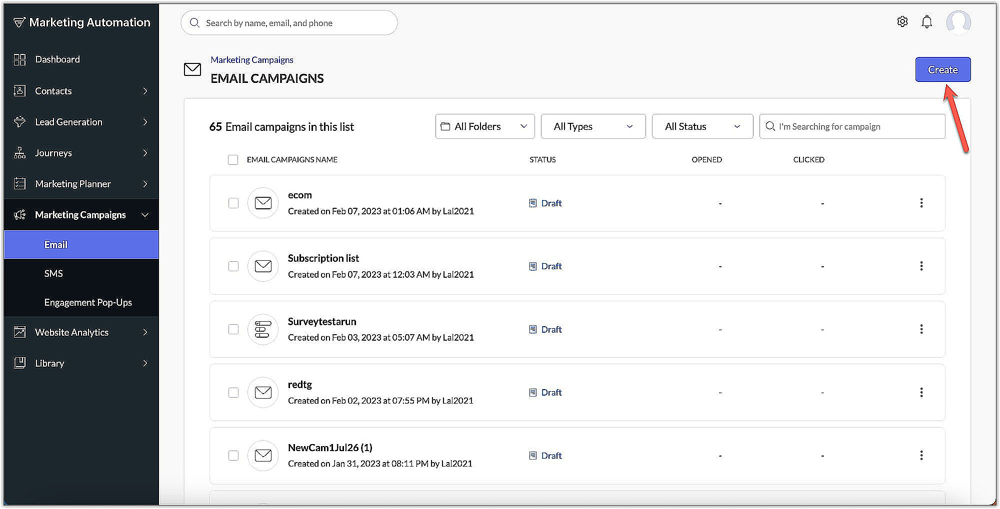 Create email campaign