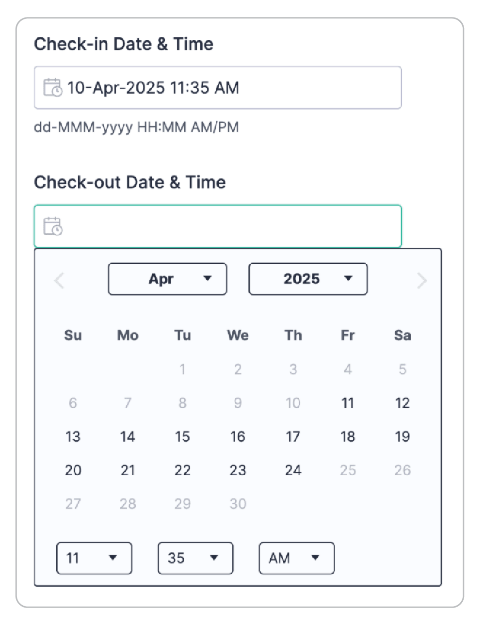 Allowed dates 