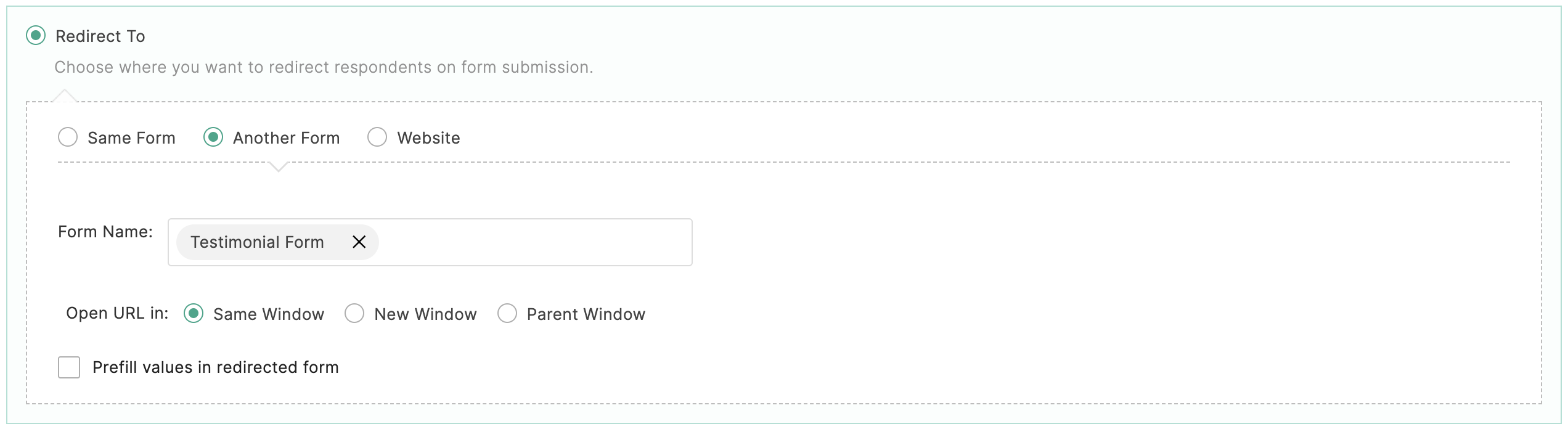 Redirect to another form