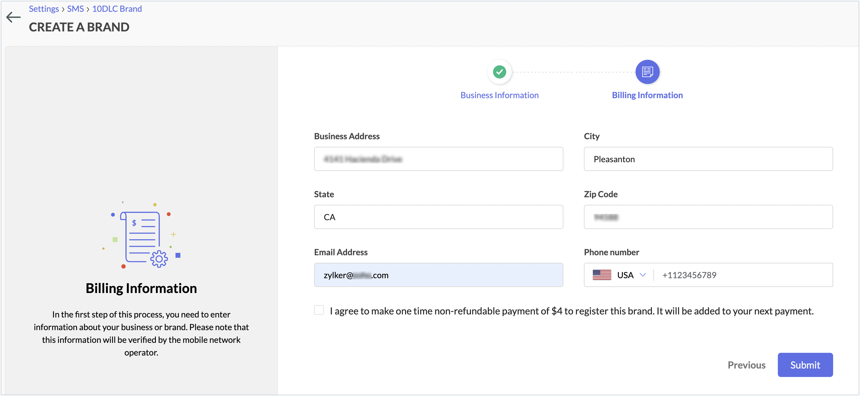 billing address