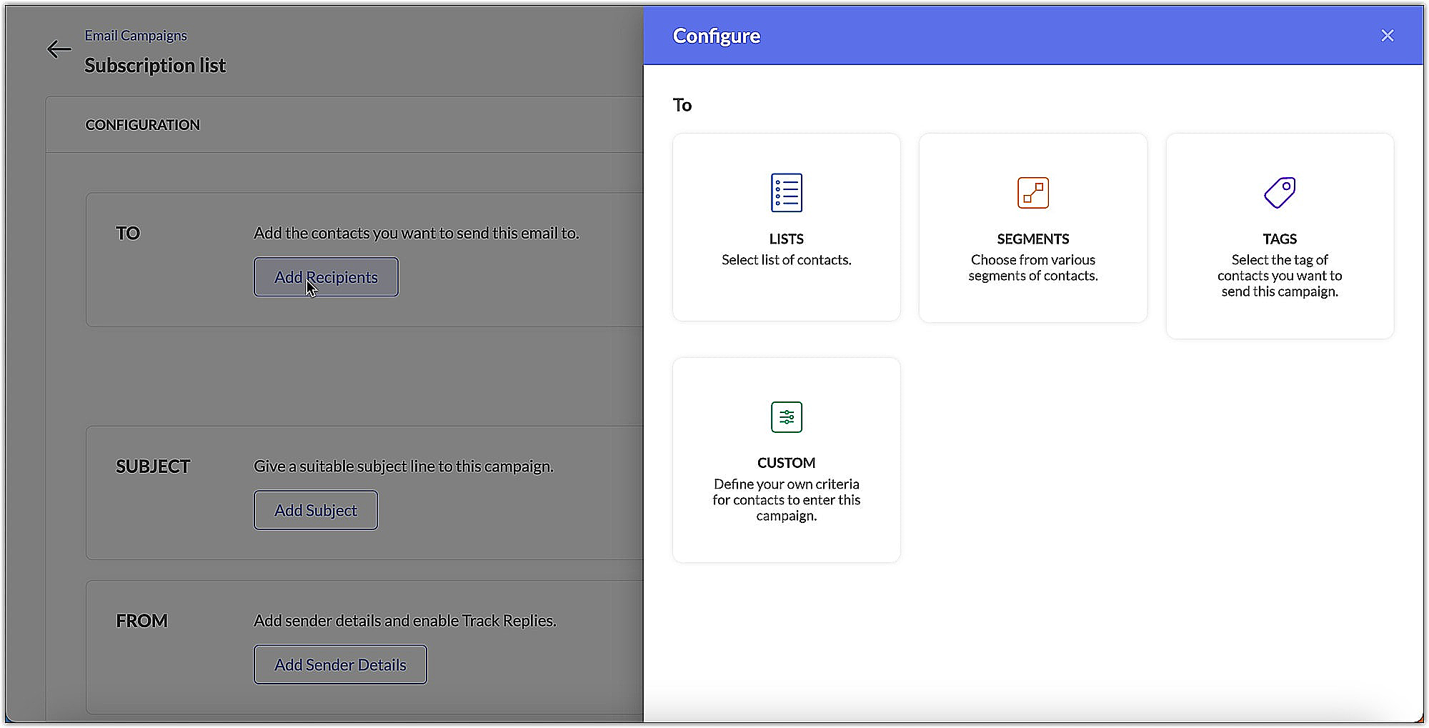 Configure recipients