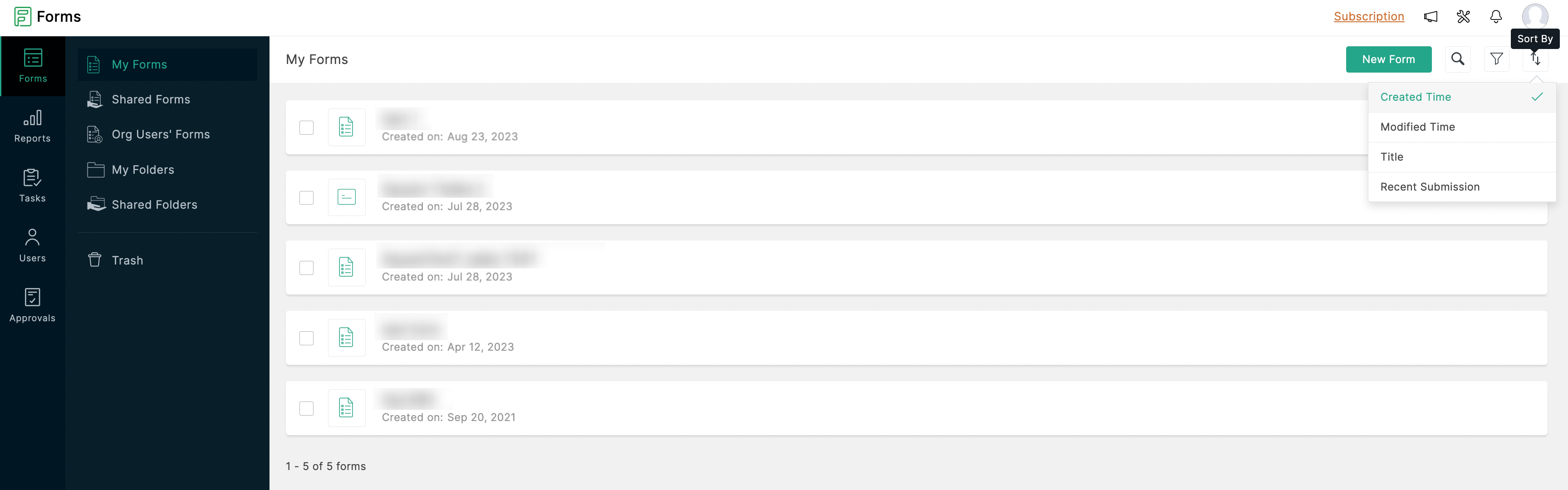 Sort by dropdown