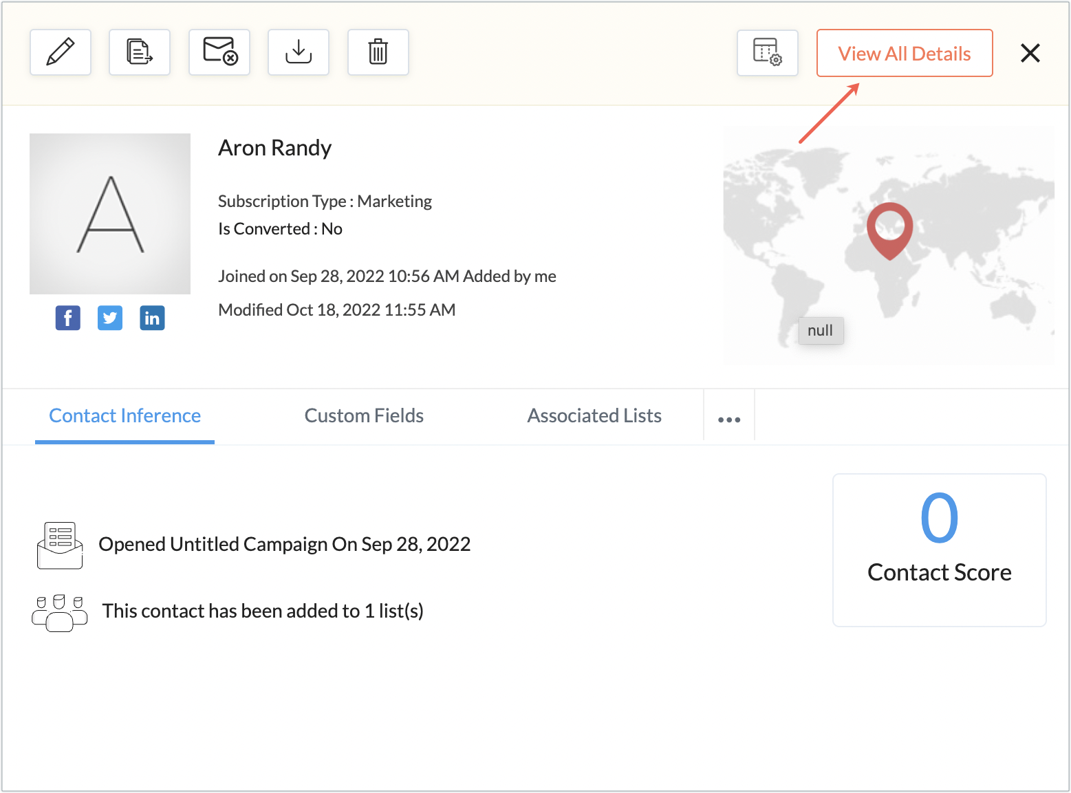   Contact detail view 