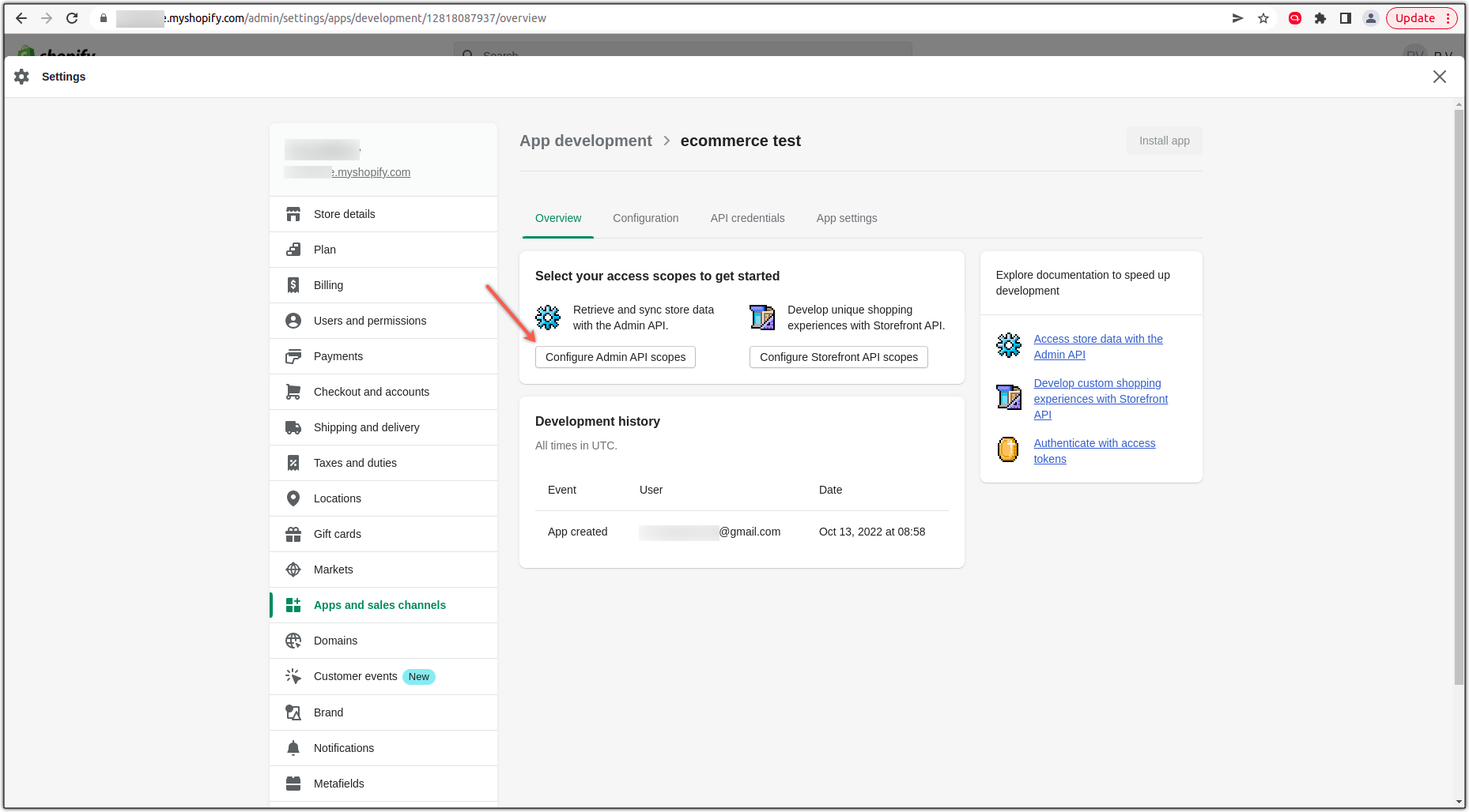 Configure admin API scopes