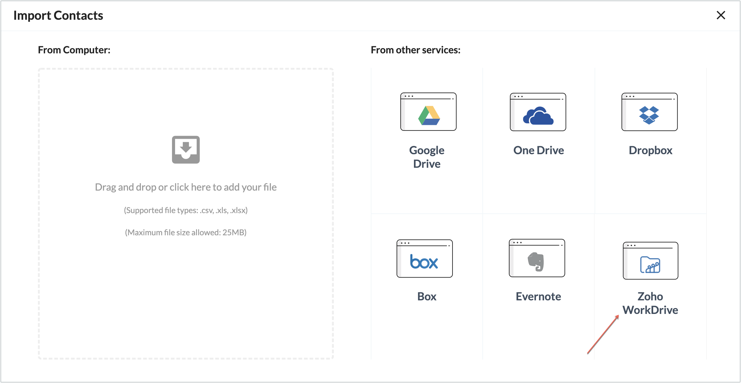 Zoho WorkDriveの選択