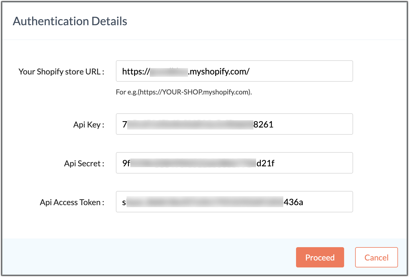 Shopify authentication details