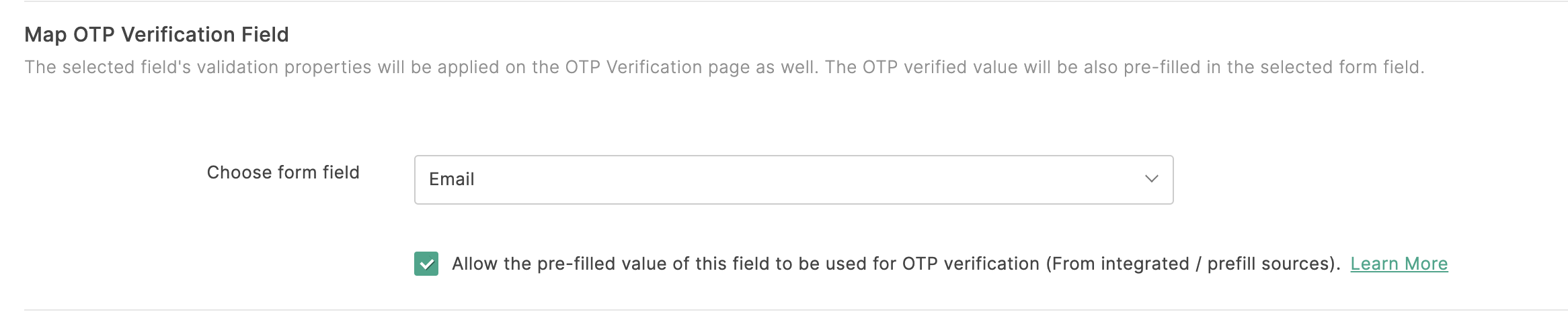 Map OTP Verification field
