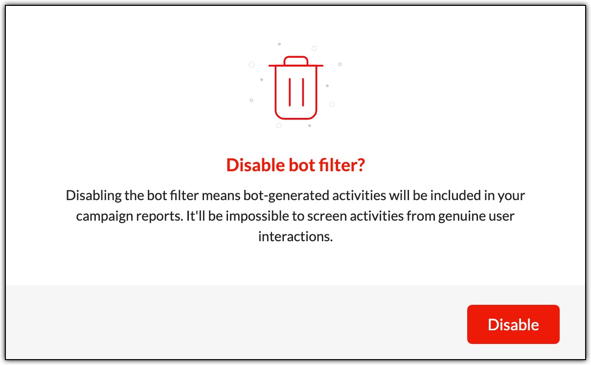 Confirmation pop-up