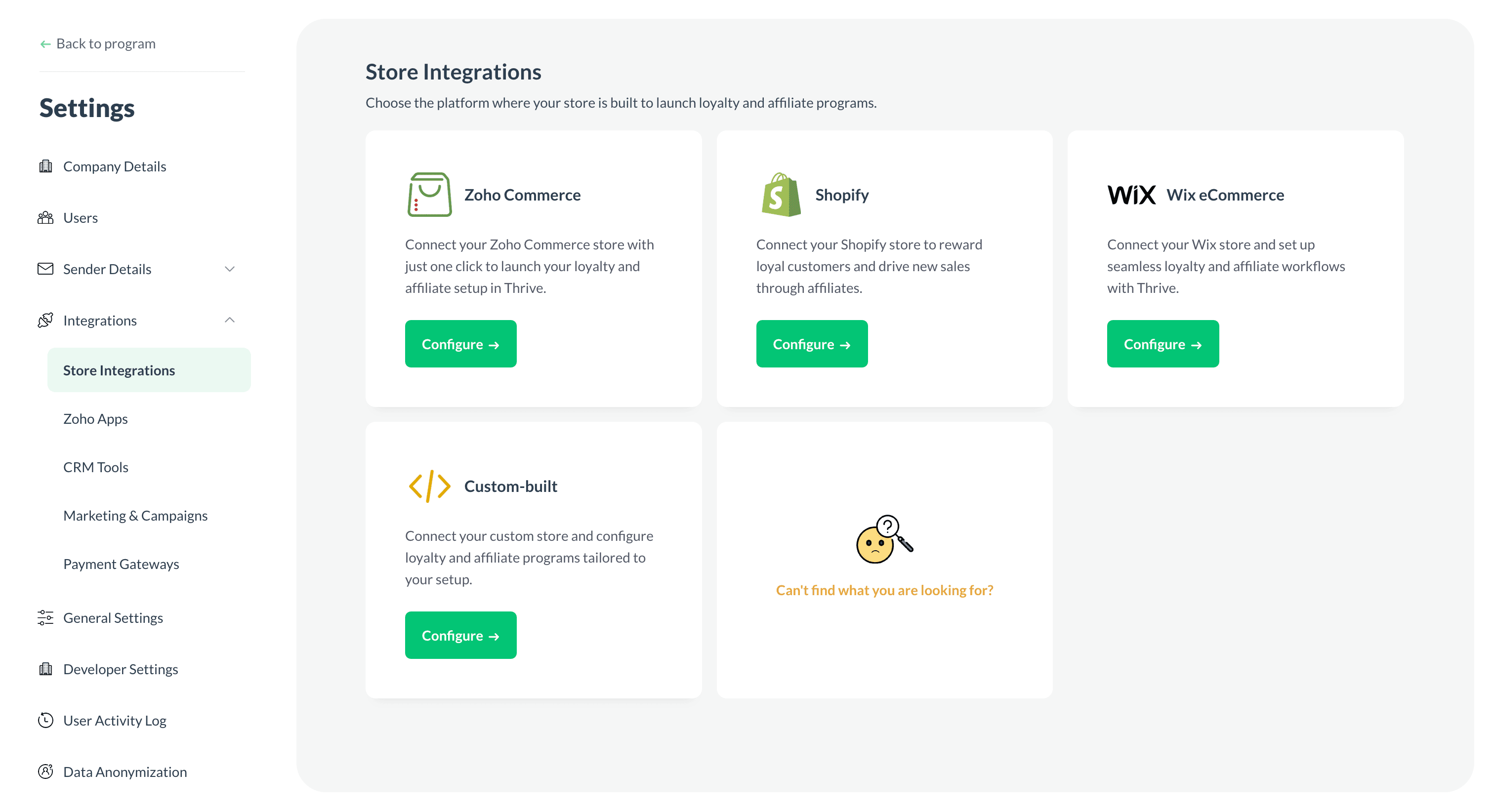 Zoho Thrive - Platform Integration
