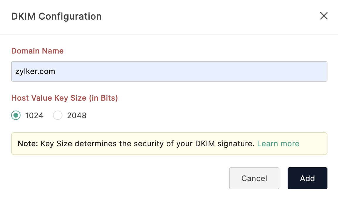 Configuring Domain Name and Key Size