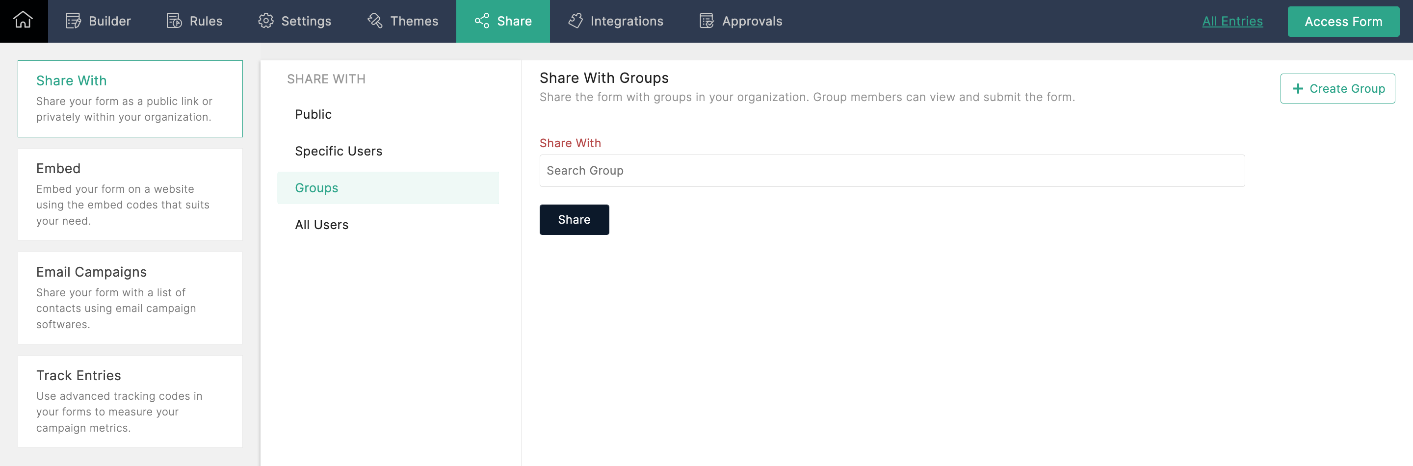 Share form with groups